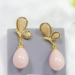 Mini pink bead infused earring